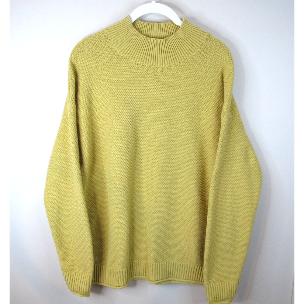 Merokeety Gold Colored Knit Mock Neck Long Sleeve Pullover Sweater Women's L